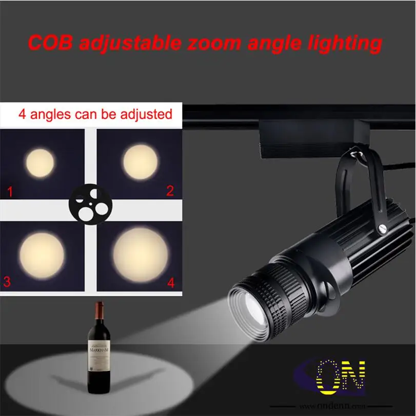 하이 퀄리티 LED 트랙 레일 스포트라이트, COB 줌 트랙 램프, 상업 및 주거용 조명, 10W, 20W