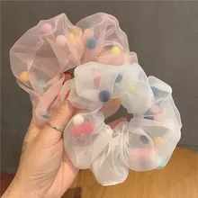 

Rainbow Colors Hair Scrunchie Elastic Hair Band For Women Girls Personality Headwear Ponytail Holder Hairband Hair Accessories