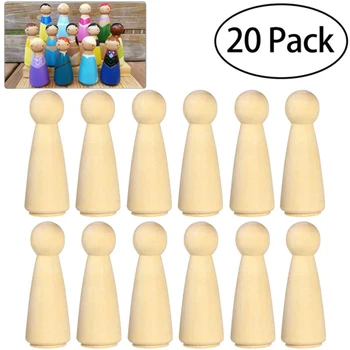 

20pcs/set Wooden Peg Doll Unfinished Wooden People Bodies Angel Dolls For DIY Unfinished Wooden Peg Dolls Blank Kids Room Decor