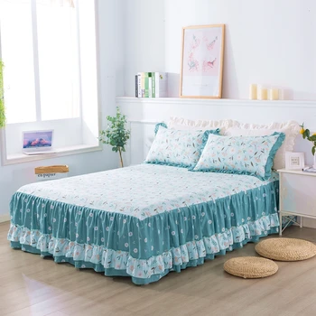 

1pcs Romantic Lace Bed Skirt Fitted Bed Sheet Bedding Set Flower Elastic Ruffled Bedspread Home Mattress Cover No Pillowcase