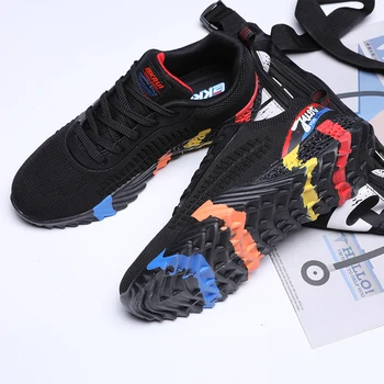 

Summer Men's Shoes 2020 New Fashion Black Casual Mesh Shoes Breathable Men's Running Sports Shoes Color Soles
