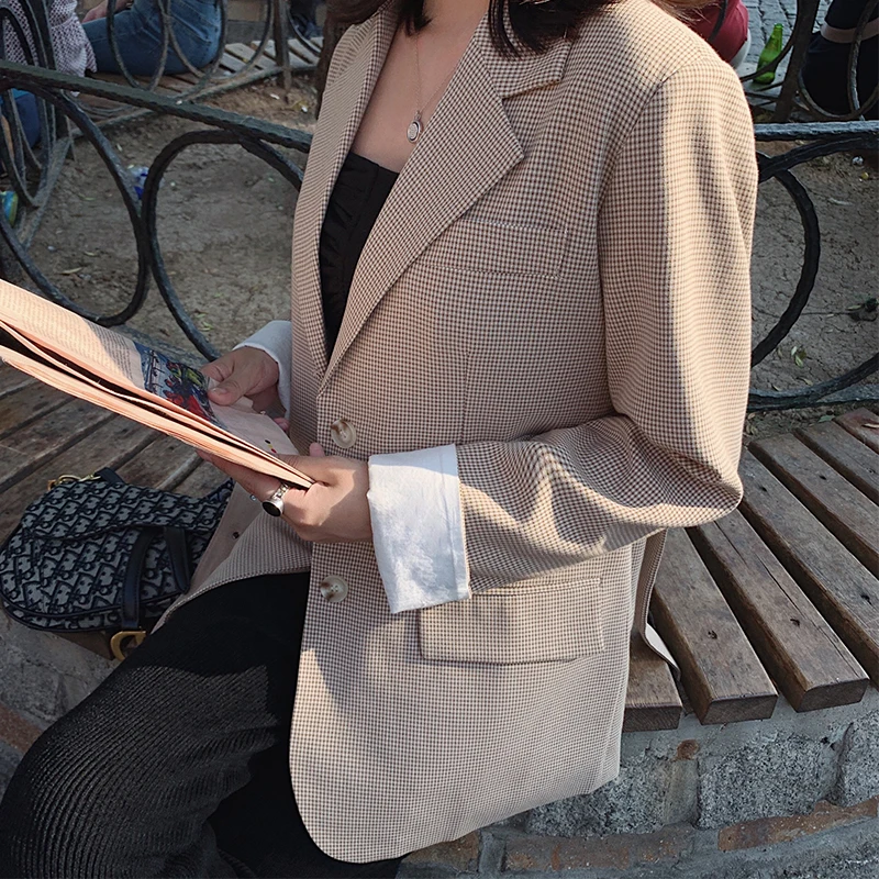 MISHOW осень OL стиль свободный нагрудный костюм пальто женское с длинным рукавом однобортный Повседневный пиджак Топы MX19C6172