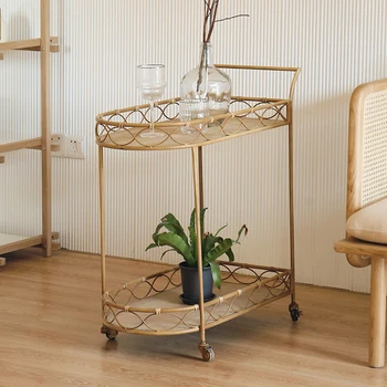 

Storage cart Hand-made rattan household multi-function mobile push trolley with wheels