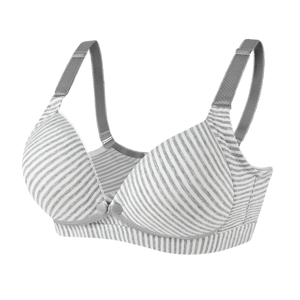 Gray Stripe 1 Хлопок открытия беременности и родам для Для женщин бюстгальтер для беременных и кормящих; нижнее белье; Бюстгальтер для кормления, для беременных, для беременных, для грудного вскармливания бюстгальтеры - Цвет: Gray Stripe 1