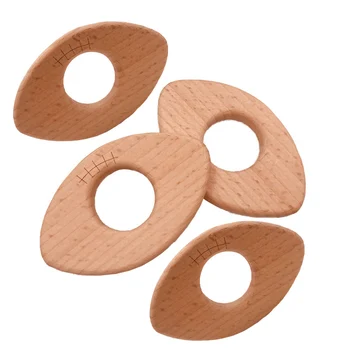 

DIY Wooden Baseball Shape Handmade Baby Wooden Teether Food Grade Beech Pacifier Chain 3C Certification Wooden Baby Teether Toy
