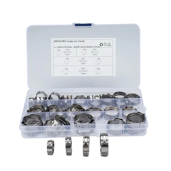 

40Pcs Stainless Steel Single Ear Hose Clamps