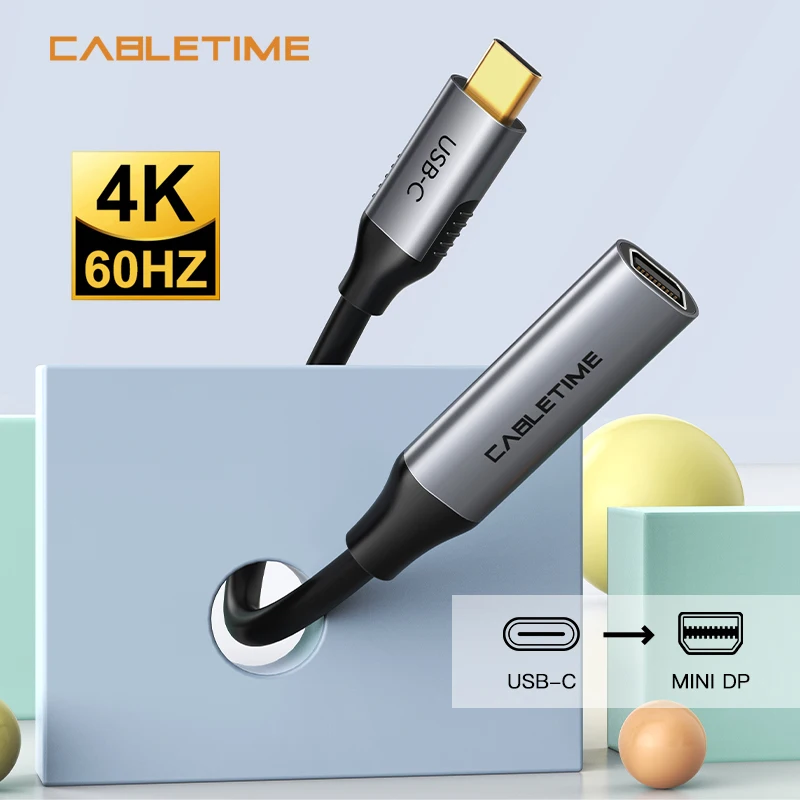 Переходник Cabletime с USB C 3 1 на Mini DP 4k60hz проектор типа Thunderbolt 2 конвертер для ноутбука