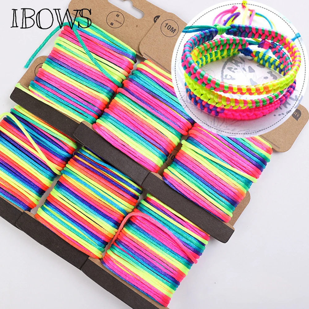 

IBOWS 2.5mm*10m Multicolored Gradient Rope Braided Line Handmade DIY Braided Bracelet Pendant Jewelry Decoration Gift Wrap Cord