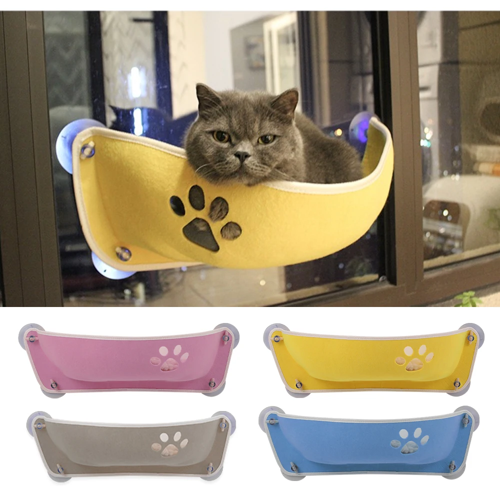  Soft And Comfortable Cat Hammock Pet Window Bed Bed Mount Window Pod Lounger Suction Cups Warm Bed 