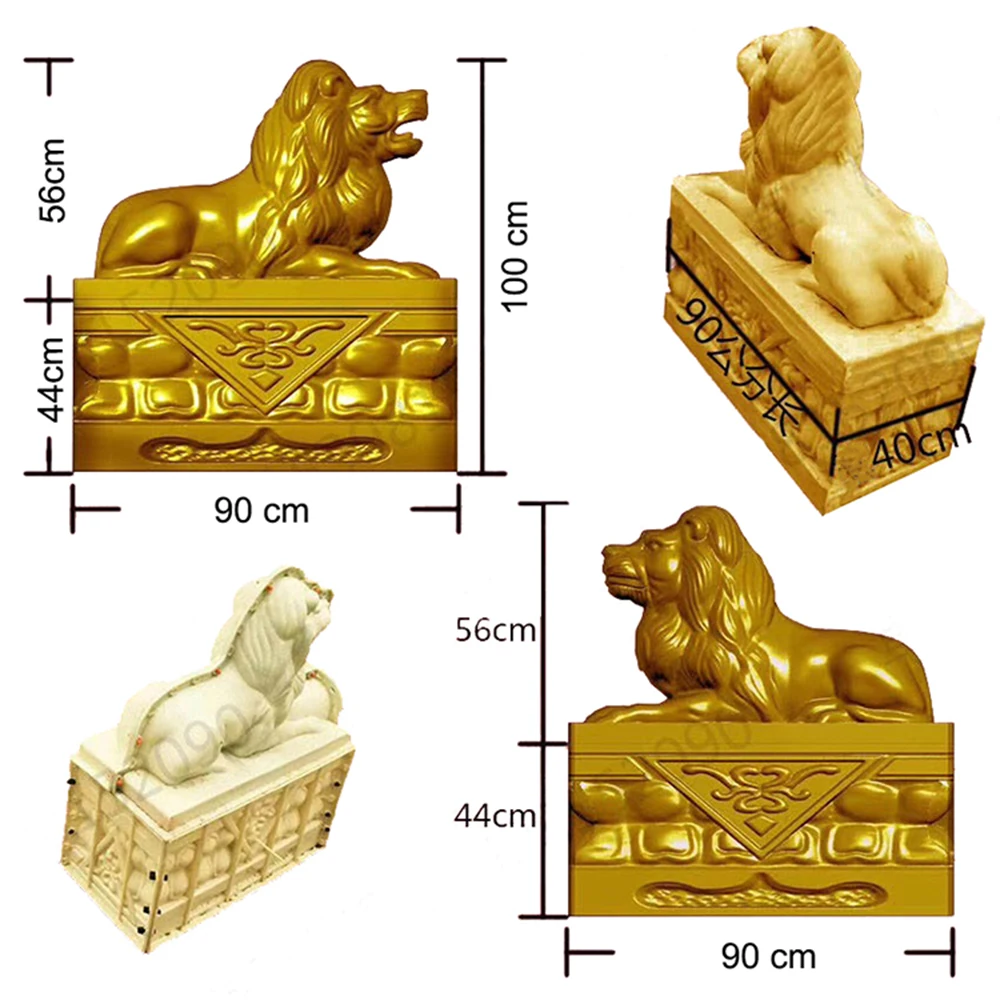 1m High Lying Abs Plastic Lion Mold With Concrete Cement Garden