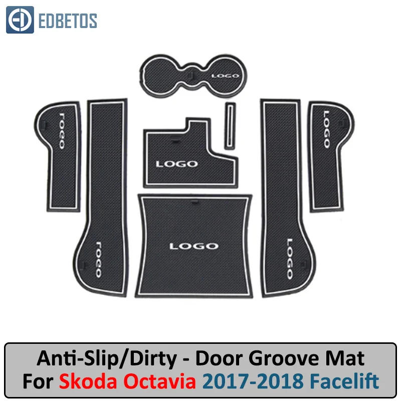 

Anti-Slip Mat For Skoda Octavia 3 A7 2017 2018 Gate Slot Coaster Anti-Dirty Door Groove Mat