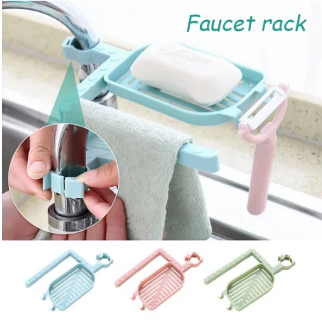 1pc Creative Faucet Drain Rack Home Sink Sponge Rag Storage Rack Artifact Kitchen Supplies