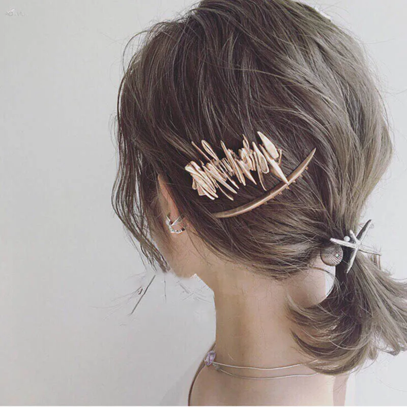 AOMU 1 шт. Корея Япония металлические шпильки геометрические неправильные золотые серебряные цветные пряди для женщин девушки аксессуары для волос