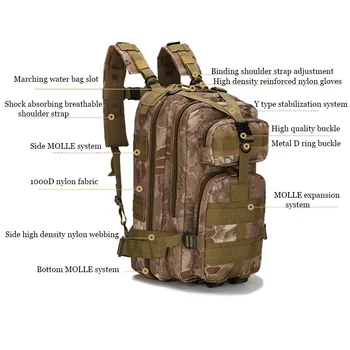 Outdoor Military Rucksacks Nylon 30L Waterproof Tactical backpack Sports Camping Hiking Trekking Fishing Hunting Bags 3