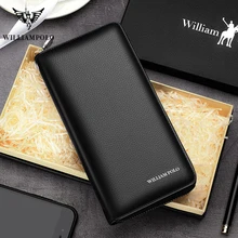WILLIAMPOLO mens wallet leather genuine money bag RFID Card package Clutch passport cover purse Long coin wallets fashion design