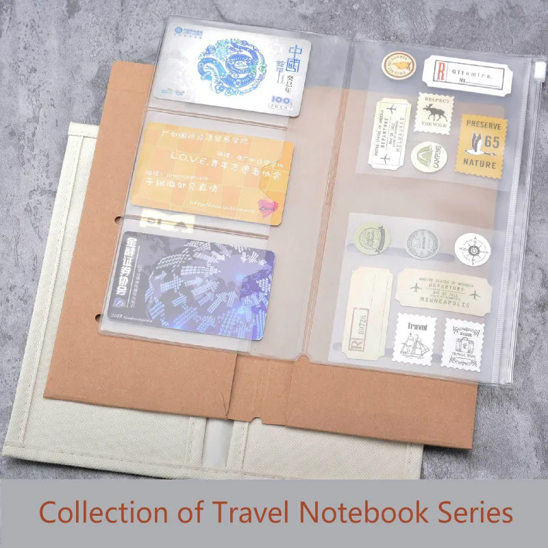

Notebook Filler Traveler Notebook Storage Bag Kraft/Cloth/PVC File Card Pack For Journal Inner Refill 4 Office School Stionery