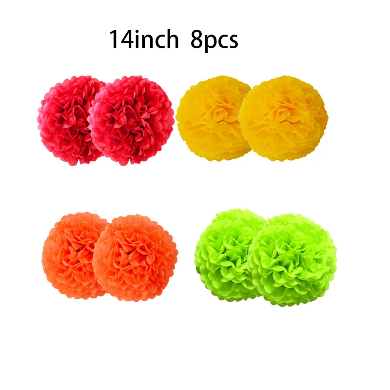 14inch Pom Poms Мексиканские аксессуары для вечеринки, дня рождения вечерние Принадлежности Декор Festa Мексиканская гелиевая фольга кактус Тако лама шары помпоны - Цвет: 14inch Pom Poms