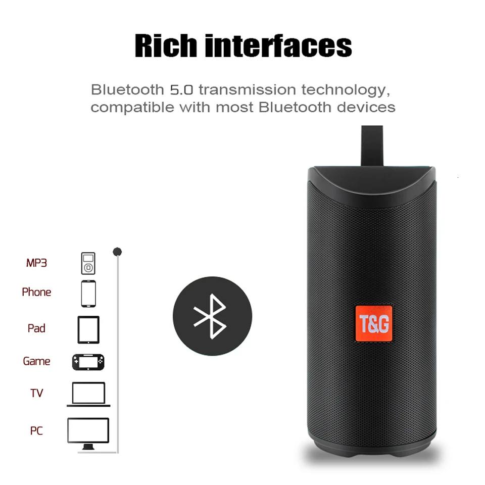 Портативный bluetooth 5,0 динамик открытый водонепроницаемый сабвуфер Колонка 3D стерео беспроводной soundbox поддержка AUX FM TF светодиодный светильник