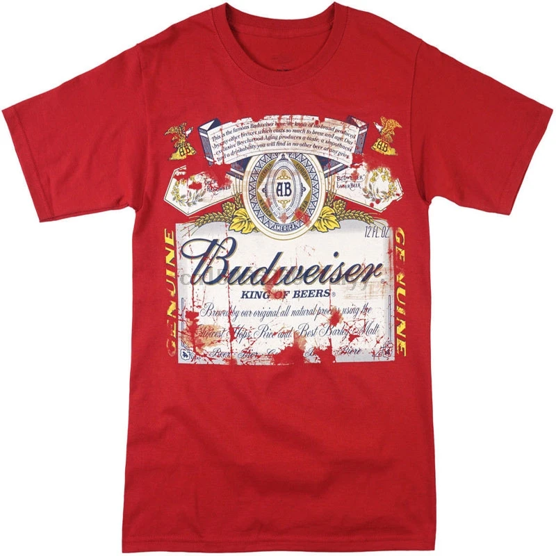 Budweiser/мужская футболка с надписью пиво алкоголь напитки обычная красная S-XL