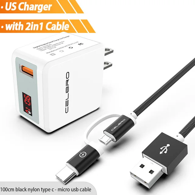 Быстрая зарядка 3,0 USB быстрое зарядное устройство QC 3,0 QC3.0 настенное зарядное устройство адаптер для samsung Galaxy S9 huawei FCP Xiaomi LG светодиодный мобильный телефон - Тип штекера: US Charger Set