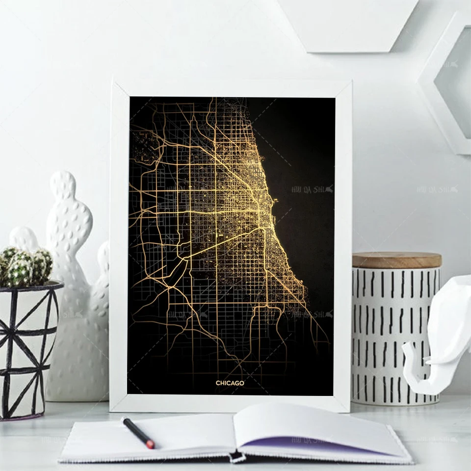 

Nordic Vintage Travel Cities Poster Chicago City Map Canvas Painting Set Canvas Painting With Frame Modern Home Decor Posters