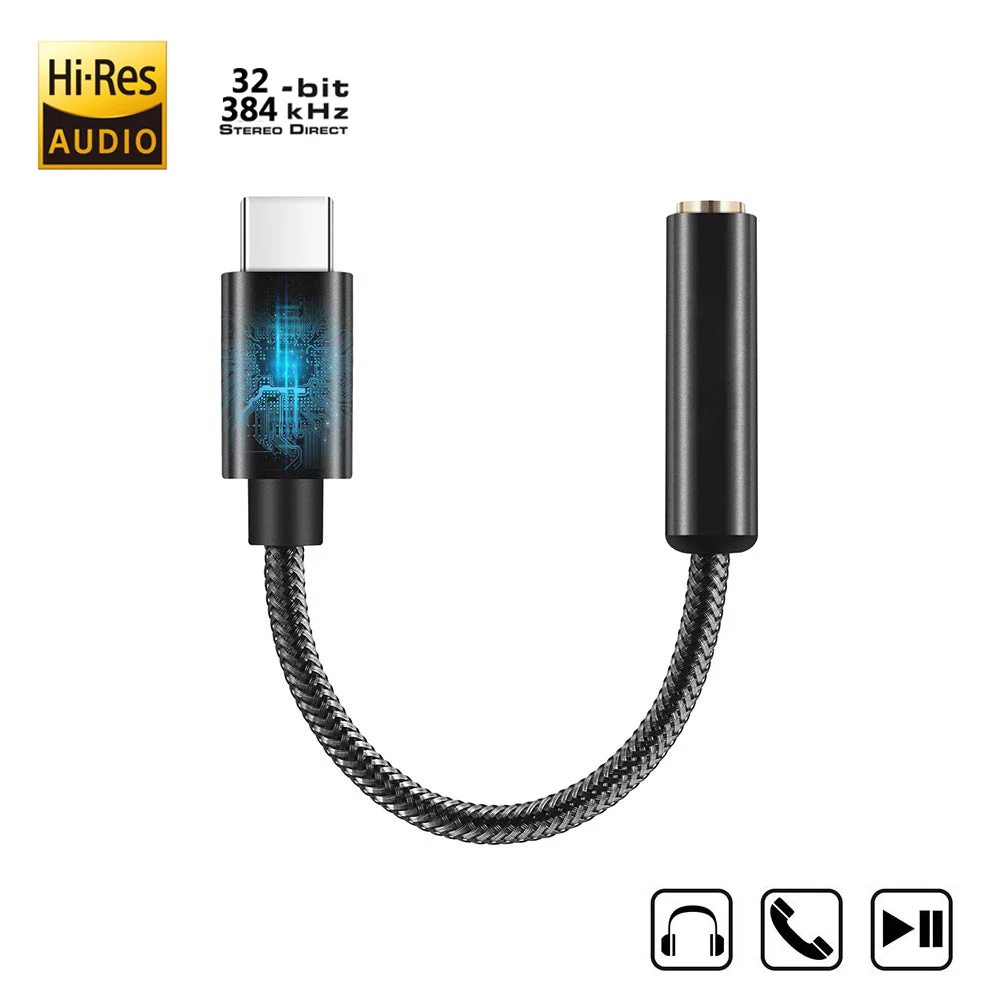 Hi Res USB Type C To 3 5mm Jack Audio Adapter Headphone Amplifier HIFI DAC Decoder For Andoid Win10 Ipad ES9280c ALC5686