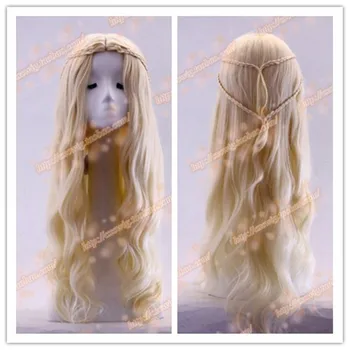

New Game of Thrones Daenerys Targaryen Cosplay Wig Synthetic Hair 75cm Long Wavy Dragon of Mother Wig Halloween Party Use