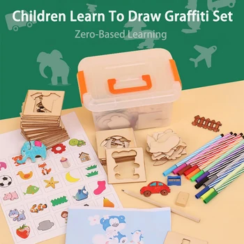 

Kid Toddlers Educational Learning To Draw Set Tools Graffiti Coloring Fill Drawing Painting Creative Template Children Toys New