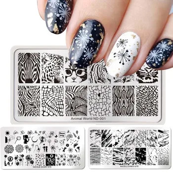 

NICOLE DIARY Nail Art Stamping Plates Animal Marble Geometric Flowers Nail Art Stamp Stencil Template for Nail Polish