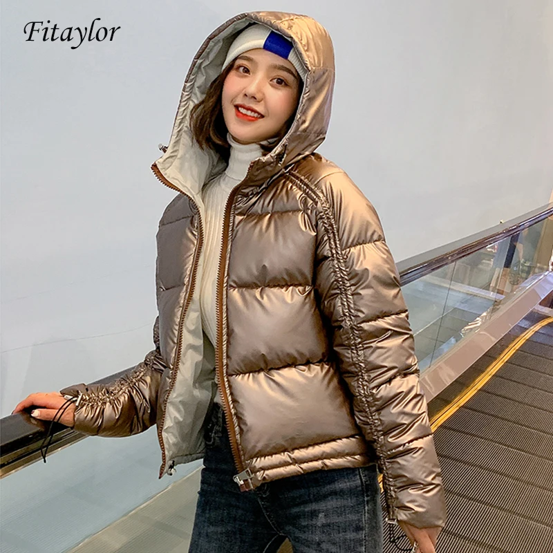 Fitaylor новая зимняя Глянцевая парка женское водонепроницаемое пальто куртка с