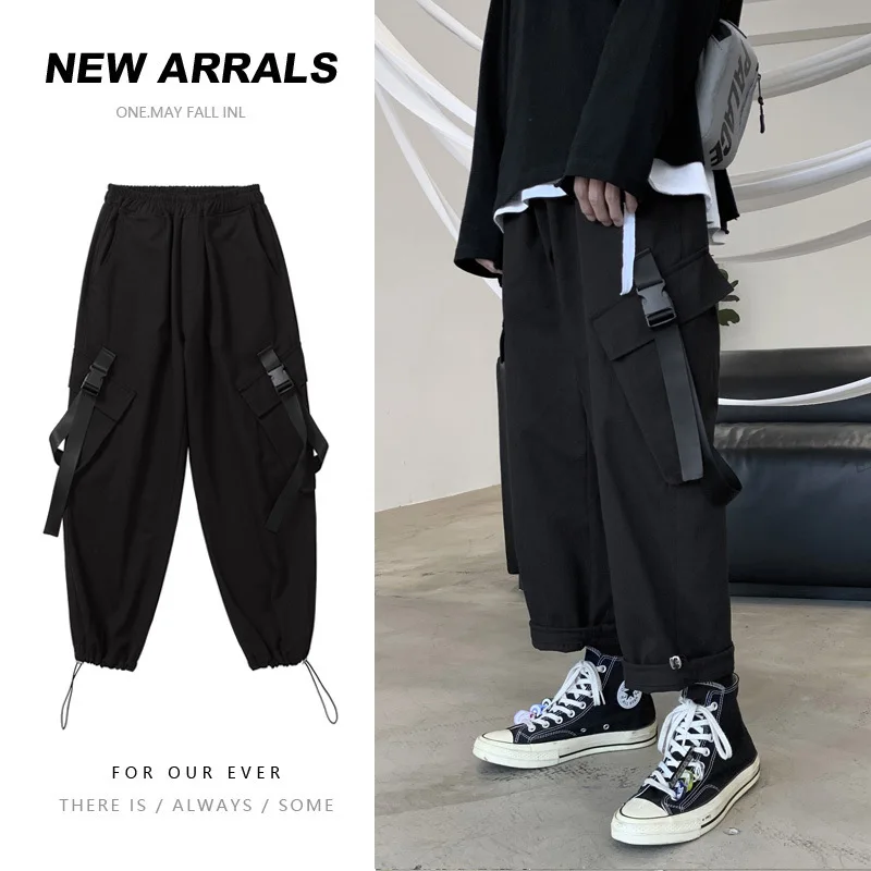 

Spring And Autumn Casual Pants Men's Legged Overalls Loose Fashion Brand Style Falling Feeling Wide Leg Straight Harem Pants Men