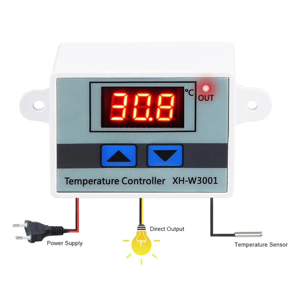 12V 24V 220VAC Digital LED Temperature Controller XH-W3001 For Incubator Cooling Heating Switch Thermostat NTC Sensor | Дом и сад