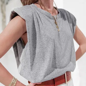 

2020 Spring Tide Casual Sleeveless top Women's Tank Top O Neck Loose Ruched Streetwear Vest For Female Fashion Clothing