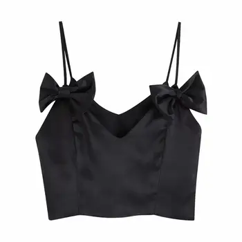 

Autumn 2009 women's wear new bow-knot silk satin texture short V-neck suspender vest 03067131800