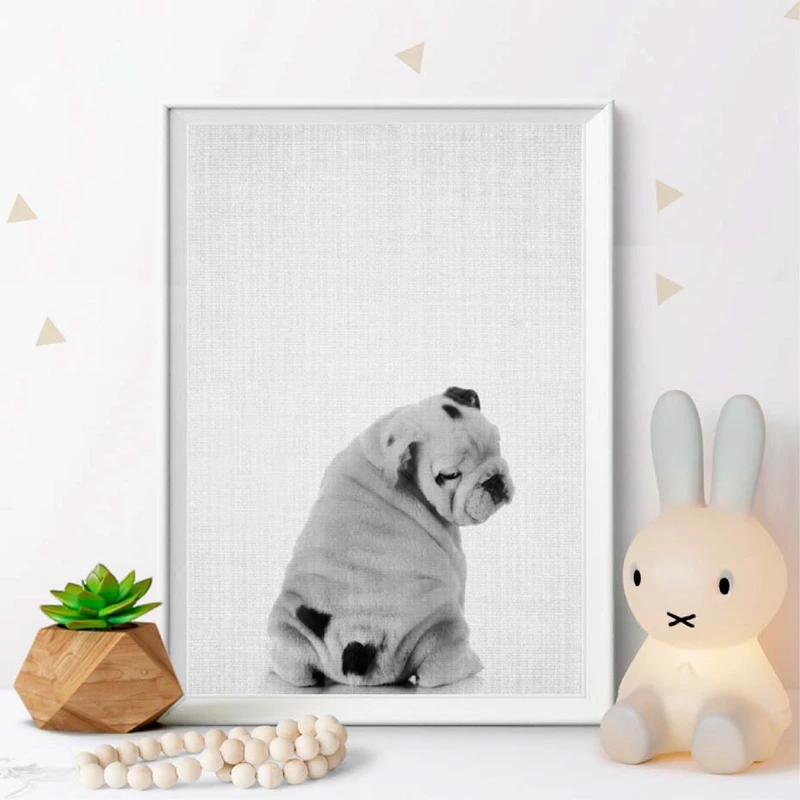 English-Bulldog-Canvas-Art-Prints-and-Poster-Fun-Pet-Dog-Butt-Photography-Canvas-Painting-Pictures-Nursery