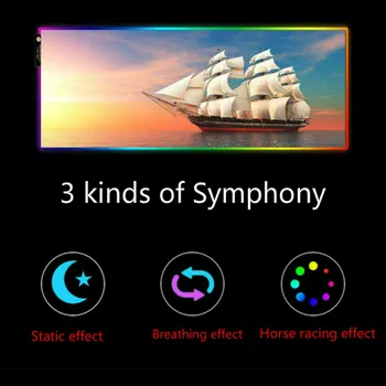 

XGZ Sea Sailing Boat RGB Large Mouse Pad Computer Mouse Pad with Backlit Carpet, Led By The Player, for Keyboard Desk Mause