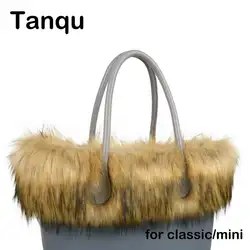 Tanqu новый для женщин сумка из искусственного меха енота плюшевая отделка для O Мешок термальность плюшевое украшение подходит классиче