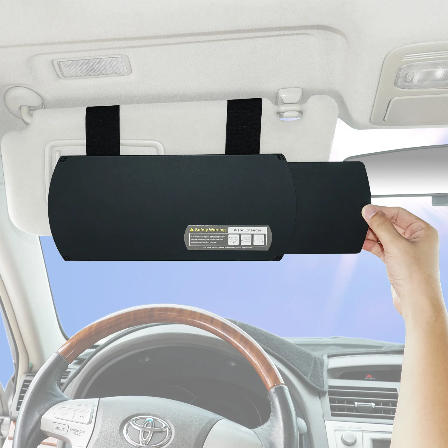 TFY Travel Car Sun Visor Uv Rays Blocker Extender Window Sun Shade for Driver 