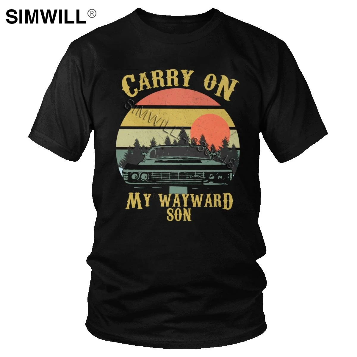 Fashion Latest Tee Shirt Mens Pure Cotton Supernatural T-Shirt Short Sleeves Carry On My Wayward Son Print T Apparel | Мужская одежда