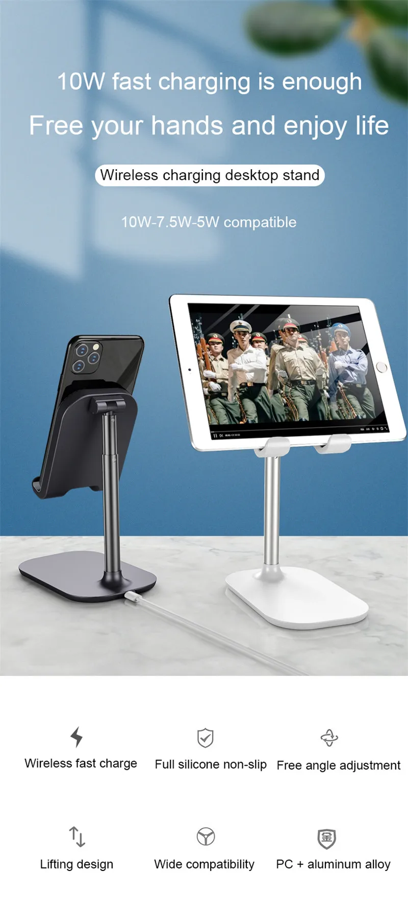 wall phone holder QZT Thông Minh Không Dây Giá Đỡ Điện Thoại Có Thể Điều Chỉnh IPad Máy Tính Bảng Điện Thoại Di Động Chân Đỡ Không Dây Sạc Từ Tính Giá Đỡ Điện Thoại Bàn Làm Việc charging stand for phone