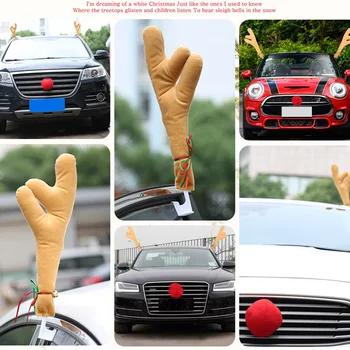 

Reindeer Antlers with Bell Red Nose Ball Car Truck Christmas Decoration B88