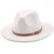 56-60cm White/BlackWide Brim Fedora Hat Women Men Imitation Wool Felt Hats with Metal Chain Decor Panama Jazz Chapeau hat 18