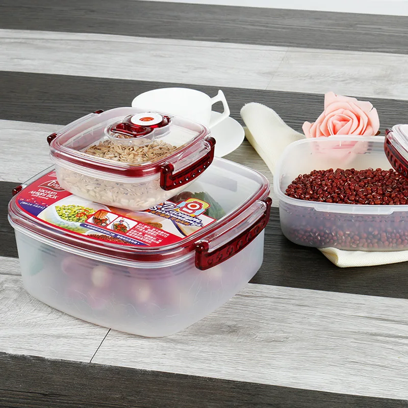 

Square Spacious Preservation Box Kit Easy to Wash Container Plastic Transparent Airtight Storage Box Three-piece Set