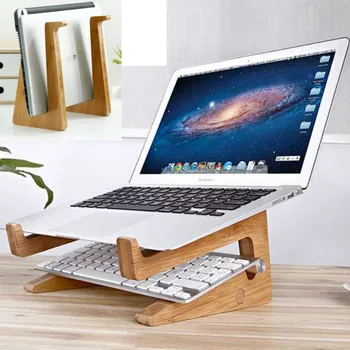 

Height Cooling Bamboo Laptop PC Stand for Macbook Air Pro Retina Bracket for 13.3 14 15 15.4 15.6 Inch Notebook PC holder mount