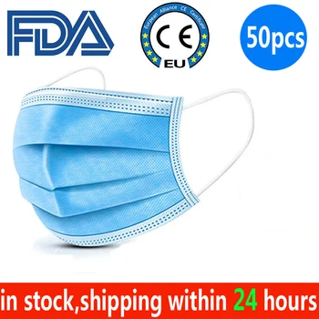 

50pcs Fast DROPSHIPPING Within 24 Hours Disposable Anti Dust Mask Mouth European Blue Face Mask
