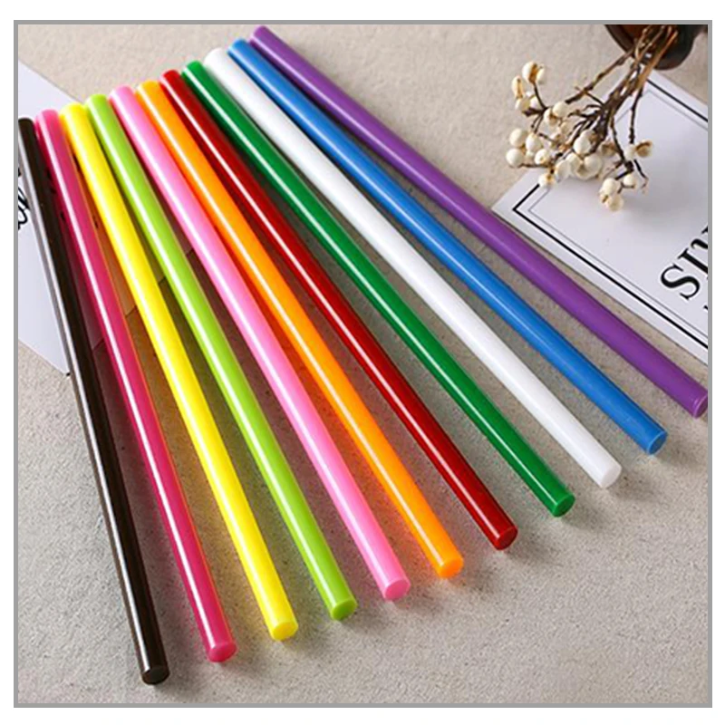 Multicolor Hot Melt Lijm Sticks 11Mm Groen Sterke Viscositeit Lijm Voor Gun 7Mm × 200Mm Blauw Diy gereedschap 11Pcs