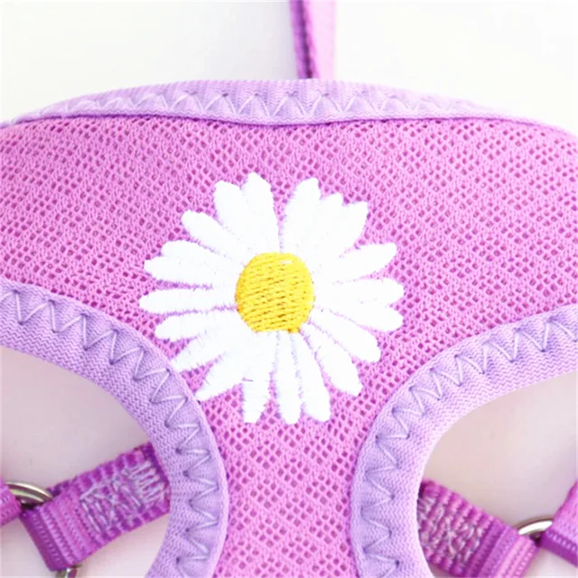 Korean Candy Color Embroidery Breathable Small Pet Dog Harness and Leash Set Soft Nylon Puppy Walking Vest for Chihuahua Yorkie 4