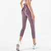 Women Athletic Cross Lace Up High Waist Capri Yoga Pants Gym Fitness Workout Running Leggings 1