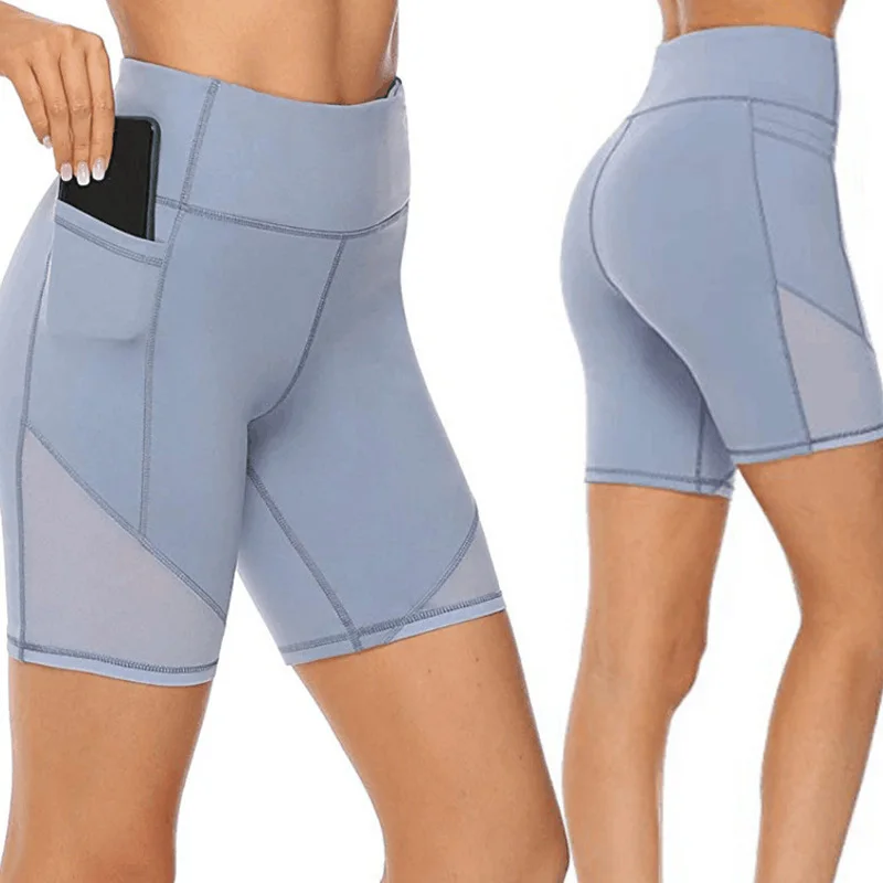 Push Up Tight Women High Waist Yoga Shorts Quick-Dry Jogging Sport Leggings Fitness Gym Shorts Solid Workout Tight Pocket 5XL 6