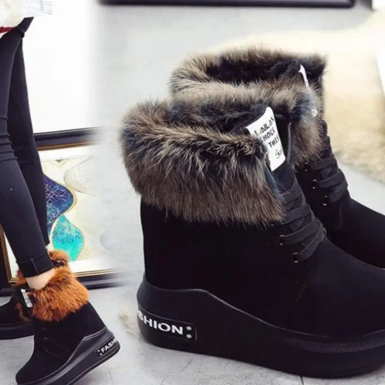 

Elevator Snow Boots WOMEN'S Short Boots High Heel Platform Thick Bottomed Casual Shoes plus Velvet Thick Cotton Shoes Women's Wi